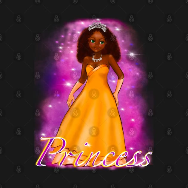 Black anime princess  ! black girl with Afro hair, green eyes, dark brown skin, pink background, Princess, Hair love ! by Artonmytee