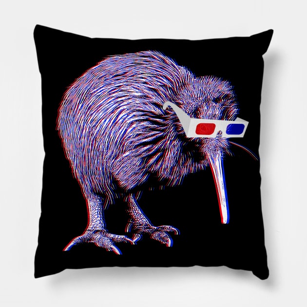 Kiwi Bird Anaglyph Pillow by RaymundoSouza