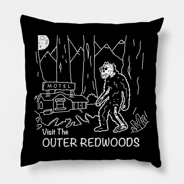 Sasquatch in Redwoods Pillow by Rezolutioner