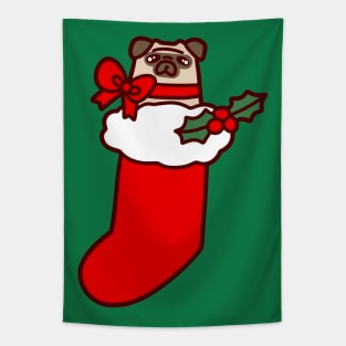 Christmas Stocking Pug Tapestry