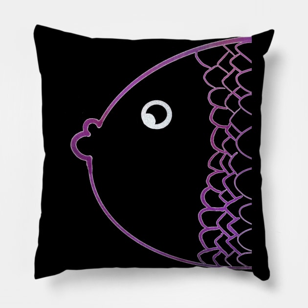 Colorful karp rainbow purple Pillow by Uwaki