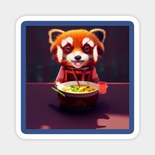 Kawaii Red Panda Eating Ramen Magnet