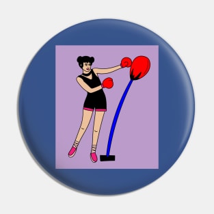 Boxing Female Boxer Retro Boxing Gloves Pin