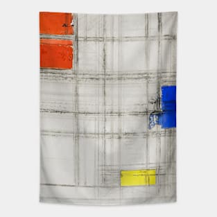 Abstract geometric square piece of art by Piet Mondrian Tapestry