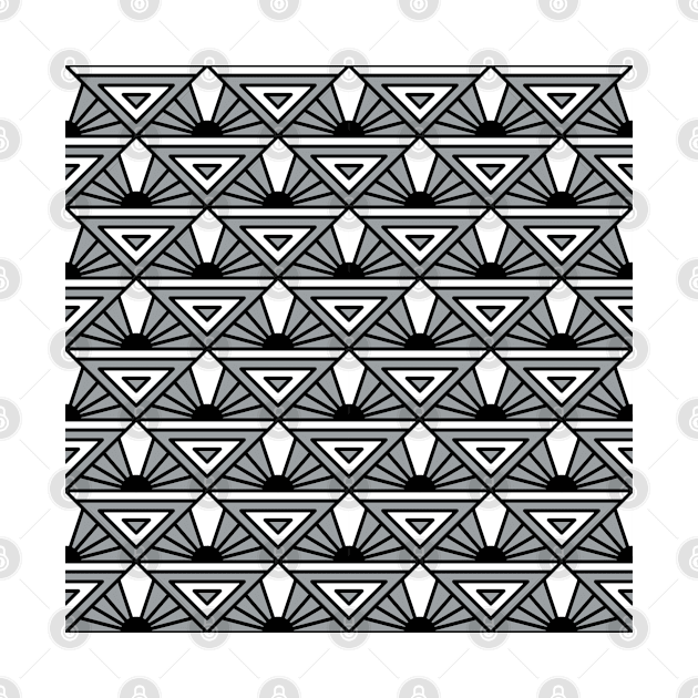 Art Deco Pattern No 76 - Monochrome Black Grey - Vintage Geometric by Millusti