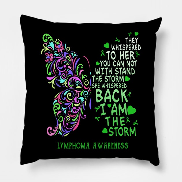 lymphoma butterfly i am the storm Pillow by TeesCircle