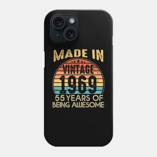 T4691969 Vintage 1969 55 Years Old Being Awesome Phone Case