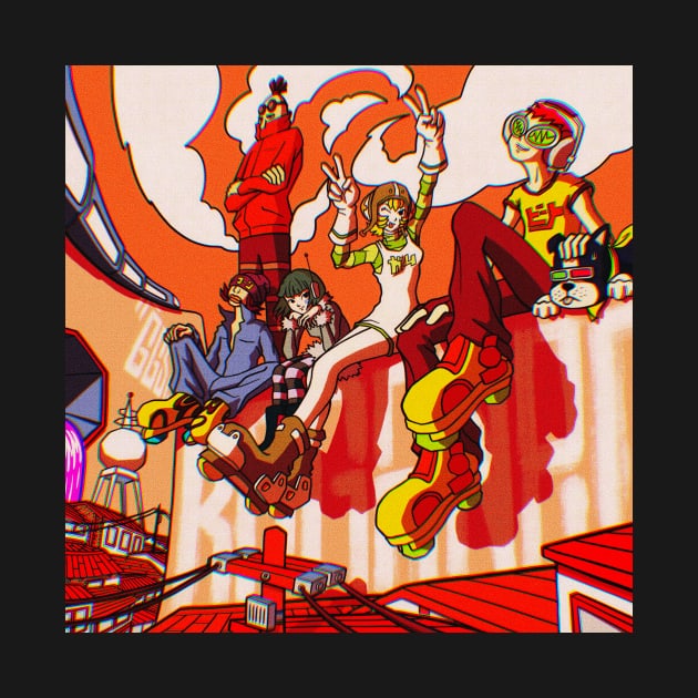 Jet Set Radio - Kogane Cho Sunset Full Color by barbes-artworks