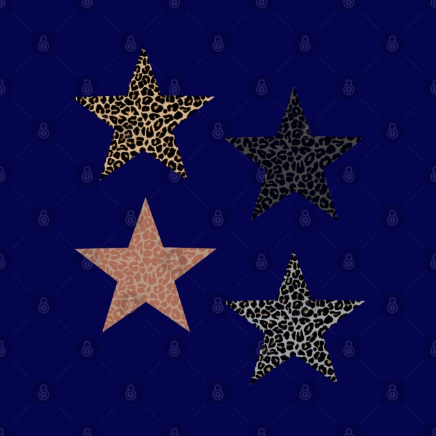 Leopard Print Stars Pack on Dark Blue by OneThreeSix