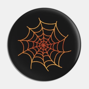 Orange Glittery Spider's Web Pin