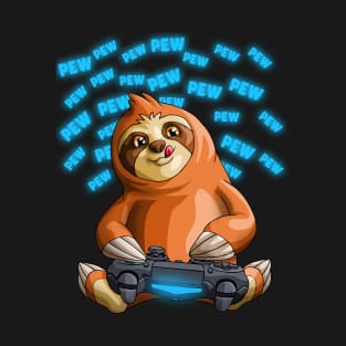 Pew Gamer Sloth Funny PewPewPew Video Gaming Gift T-Shirt