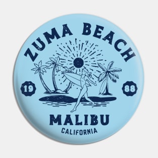 Vintage Zuma Beach Surfing // Retro California Beach Malibu 1988 Pin