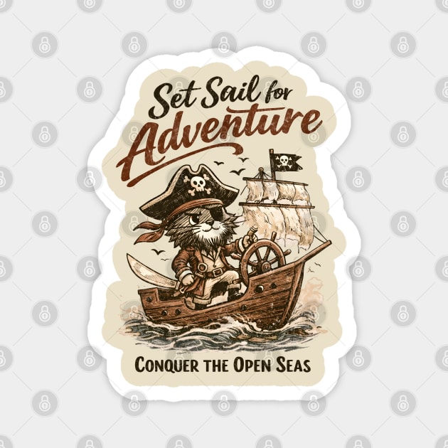 Set Sail for Adventure Cat Pirate Magnet by Champanie's Store