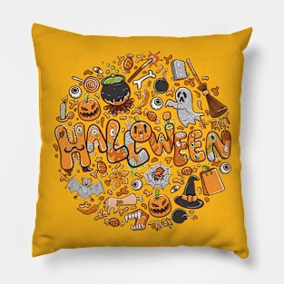 happy halloween greeting illustration Pillow