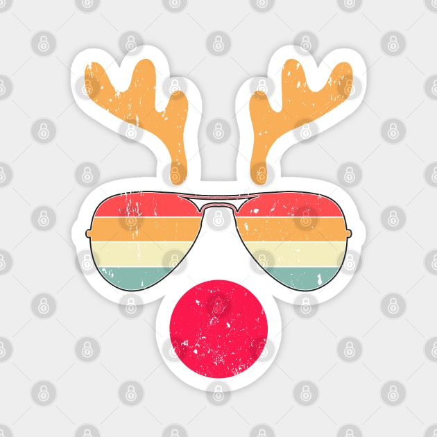 Cool Reindeer Face With Retro Sunglasses Funny Christmas Magnet by Etopix