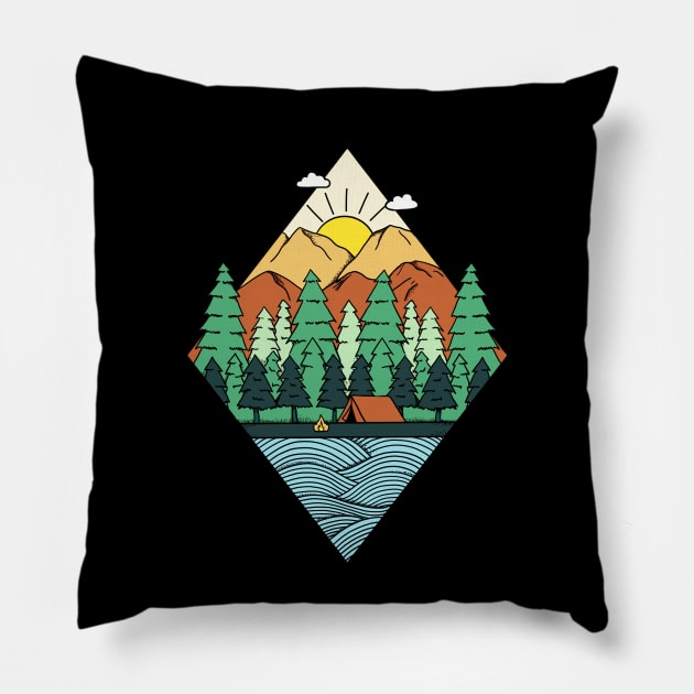 Mountains Diamond Pillow by coffeeman