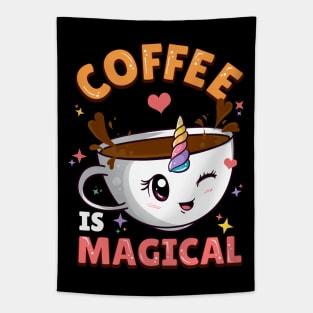 Coffee Is Magical Unicorn Caffeine Tapestry