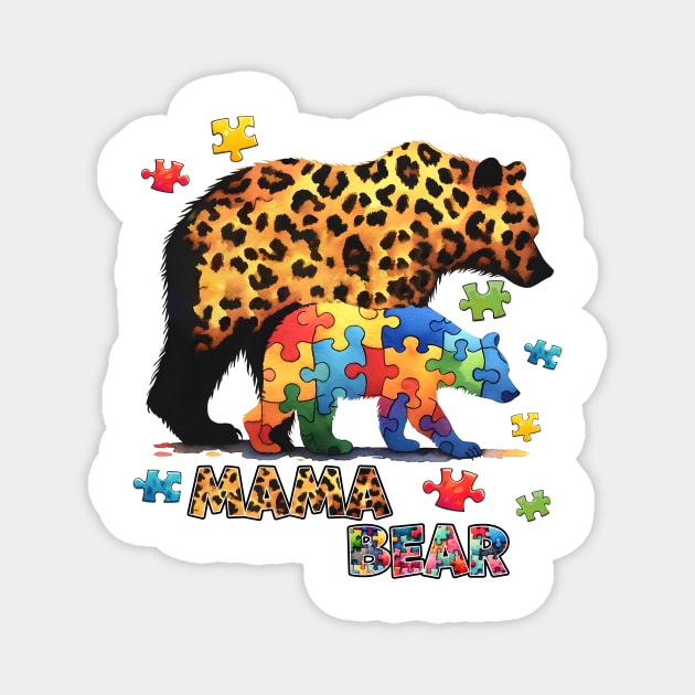 Mama bear Autism Awareness Gift for Birthday, Mother's Day, Thanksgiving, Christmas Magnet by skstring