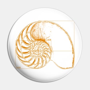 Fibonacci on a nautilus shell (orange) Pin