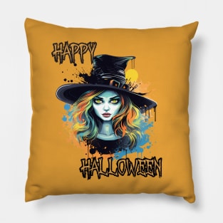 Spooky Witch Happy Halloween Pillow