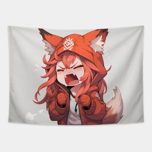 chibi scream angry fox girl Tapestry