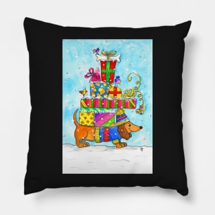 Dachshund Merry Christmas Pillow