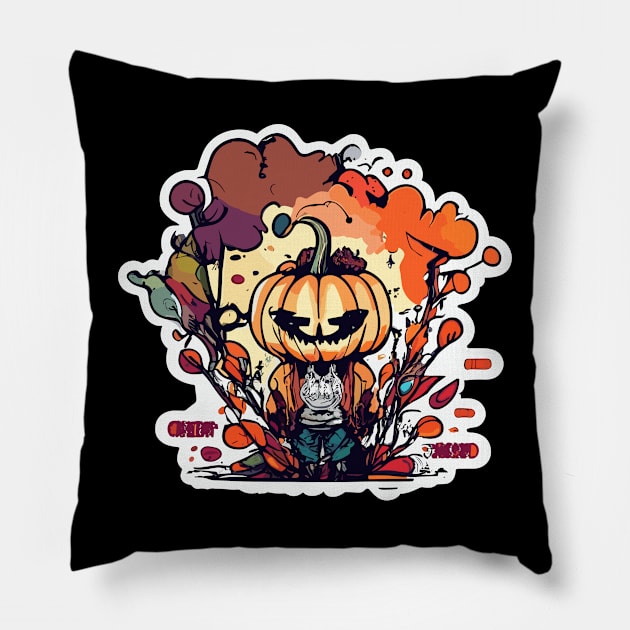 Spooky Ghost | Spooky Zombie | Halloween Pillow by kknows