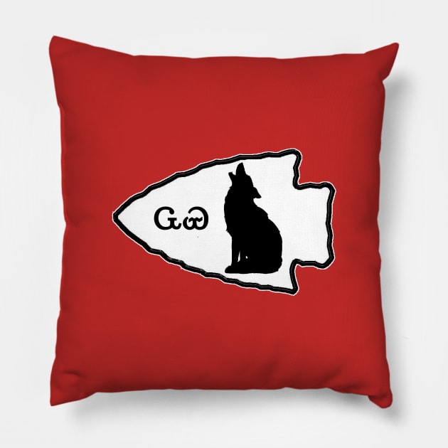 Cherokee Wolf Arrowhead - 2 Pillow by Brightfeather