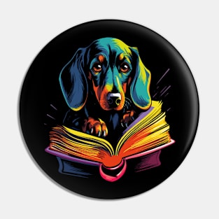 Dachshund Reads Book Pin