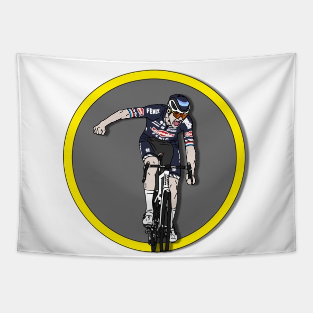 Mathieu van der Poel Champion Ronde van Vlaanderen (With Circle version) Tapestry by p3p3ncil