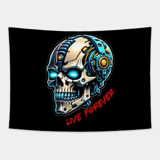 Cyberpunk futuristic skull Tapestry