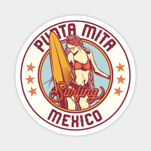 Vintage Surfing Badge for Punta Mita, Mexico Magnet by SLAG_Creative