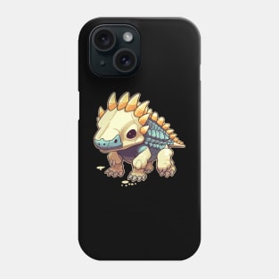 Spooky Scary Chibi Triceratops Isometric Dinosaur Skeleton Phone Case