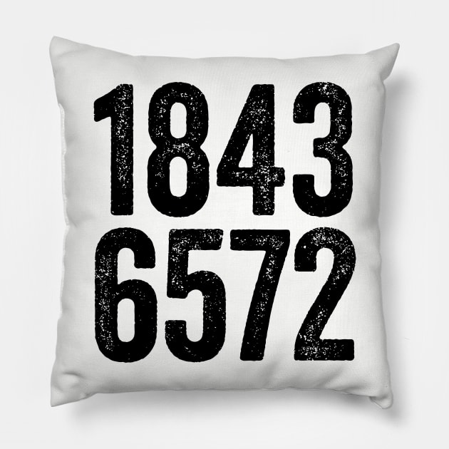 1843 6572 Number Black Pillow by GuuuExperience