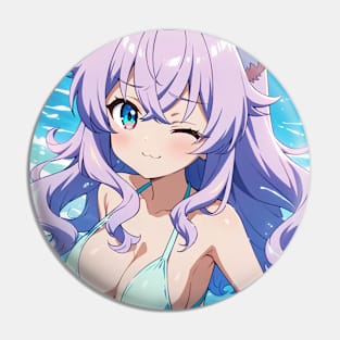 Anime Girl Beach Day Pin