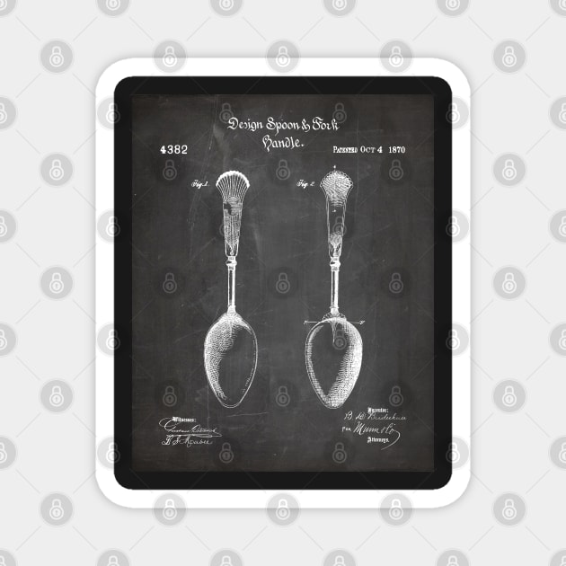 Kitchen Spoon Patent - Cooking Baker Kitchen Décor Art - Black Chalkboard Magnet by patentpress