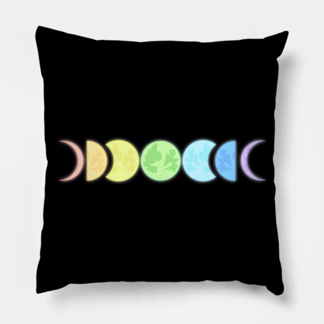 Rainbow Phases of the Moon Pillow by gabyshiny