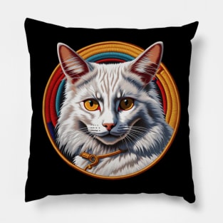 Turkish Angora Embroidered Patch Pillow