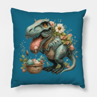 cute dinosaur eating ice cream gift ideas, ice cream trex dinosaur gift ideas kids tees Pillow