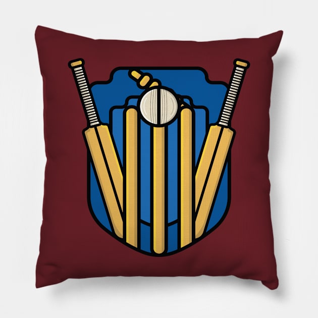 Cricket Bat with Wicket and Ball vector illustration. Pillow by AlviStudio