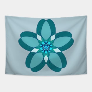 Geometric Blue Flower Tapestry