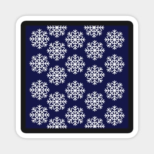 Navy and White Winter Wonderland Snowflake Print Magnet