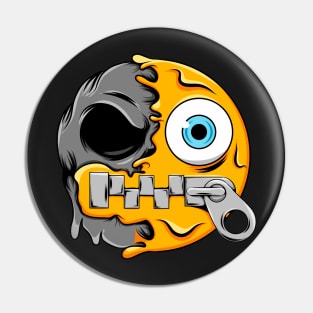 Zipper-Mouth Zombie Emoji Pin