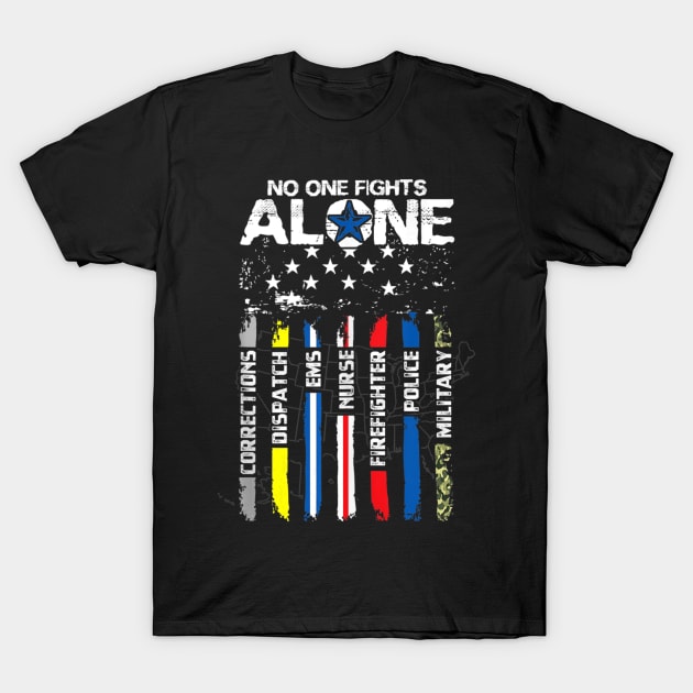 No One Fights Alone Usa Flag Thin Line Military Police Nurse No One Fights Alone Usa Flag Thin Line Military Police Nurse