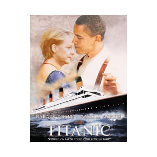 Obama and Merkel in Titanic T-Shirt