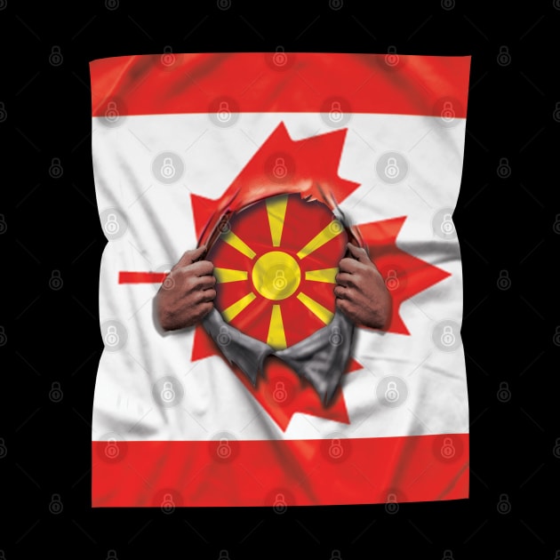 Macedonia Flag Canadian Flag Ripped - Gift for Macedonian From Macedonia by Country Flags