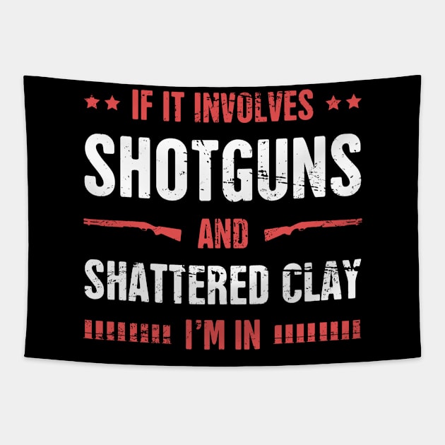 Shotguns And Shattered Clay - Skeet Shooting Tapestry by Wizardmode