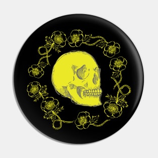 Skulls and Anemones Neon Yellow Bright Pin