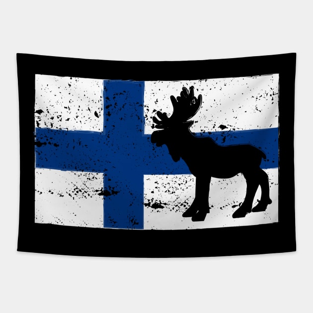 Finland flag moose Tapestry by JeZeDe