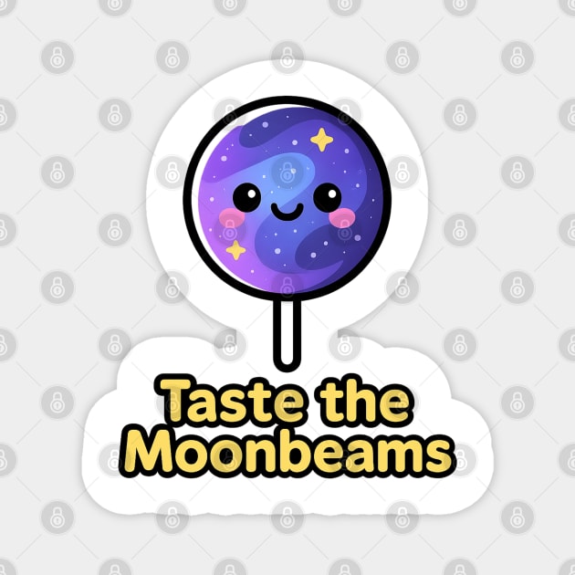 Taste the Moonbeams – Cosmo Bites Kawaii Galaxy Lollipop Design Magnet by Anne Lee
